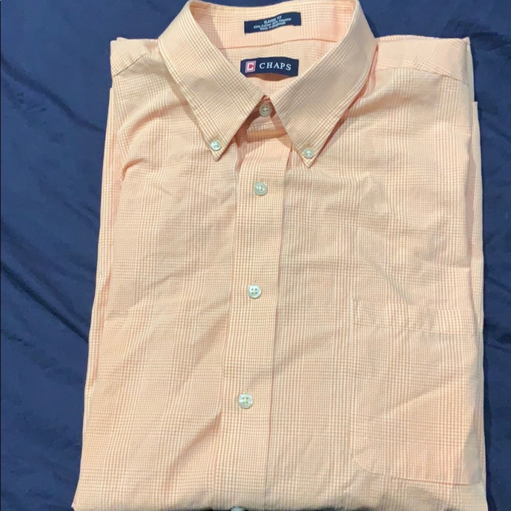 Chaps orange and white checked Oxford dress shirt